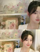 杨雨潼分享日常照 对镜甜笑少女气息足